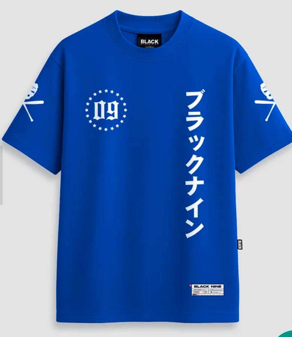 Camiseta Black Nine - Burakku Nain Azul
