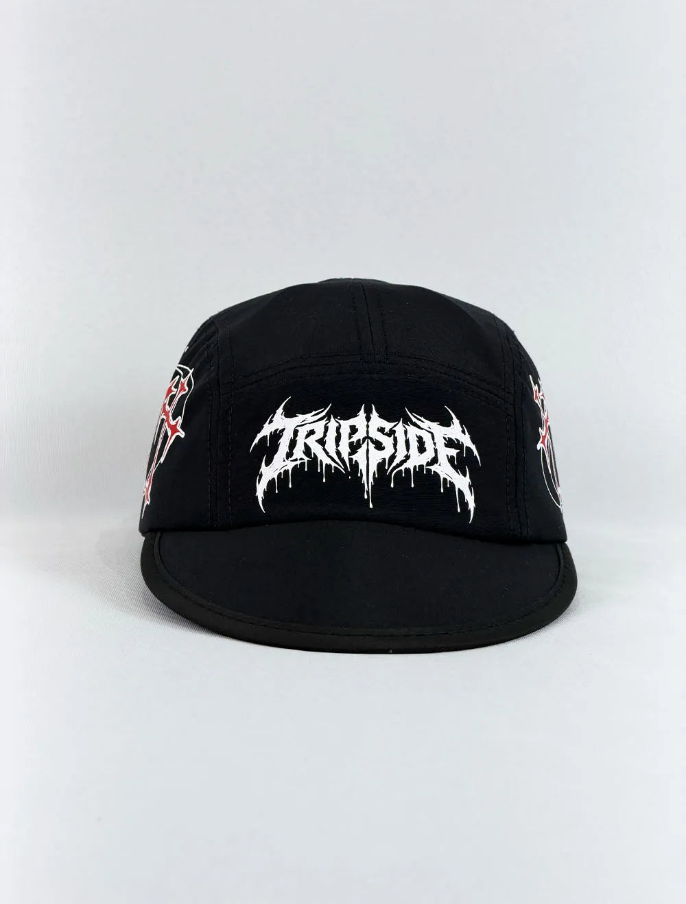 Boné 5 Five Panel Aba Curta Trip Side Multi Cruz Lateral - Preta - Aba Flexível