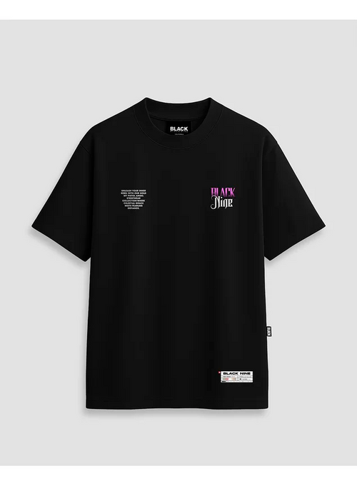 black nine Camiseta Oversized Streetwear Angel Pistol - Preta