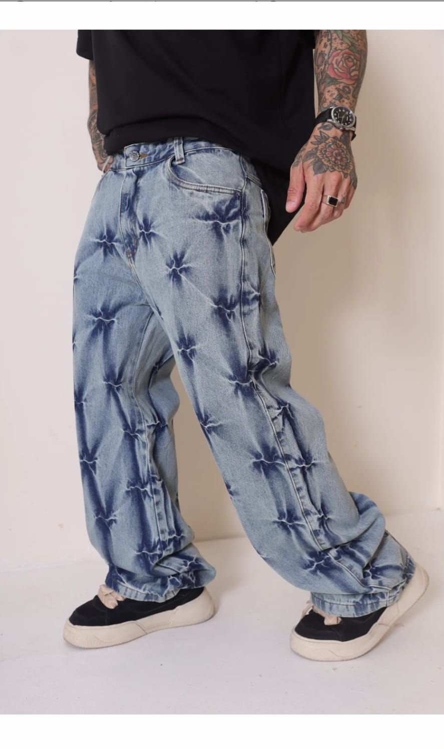 Calça Jeans Baggy com Pino