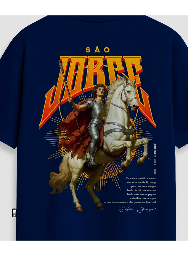 Camiseta Black Nine - São Jorge Azul Marinho