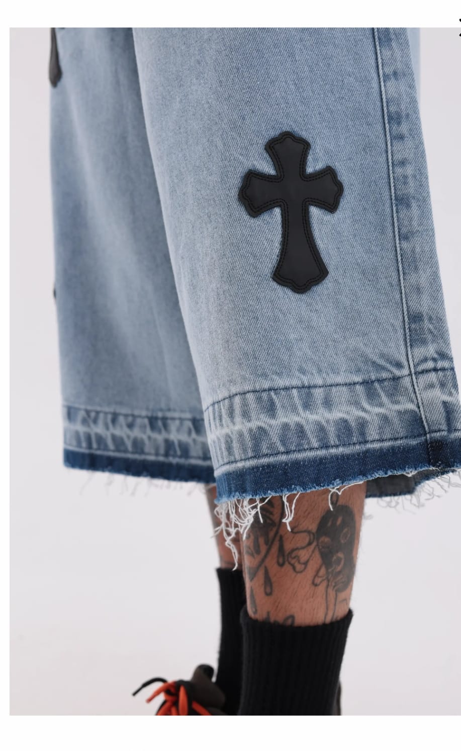 Bermuda Jorts Jeans Baggy Cruz Bordada