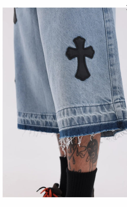 Bermuda Jorts Jeans Baggy Cruz Bordada