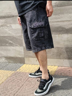 Bermudão Jorts Jeans Cargo - Black