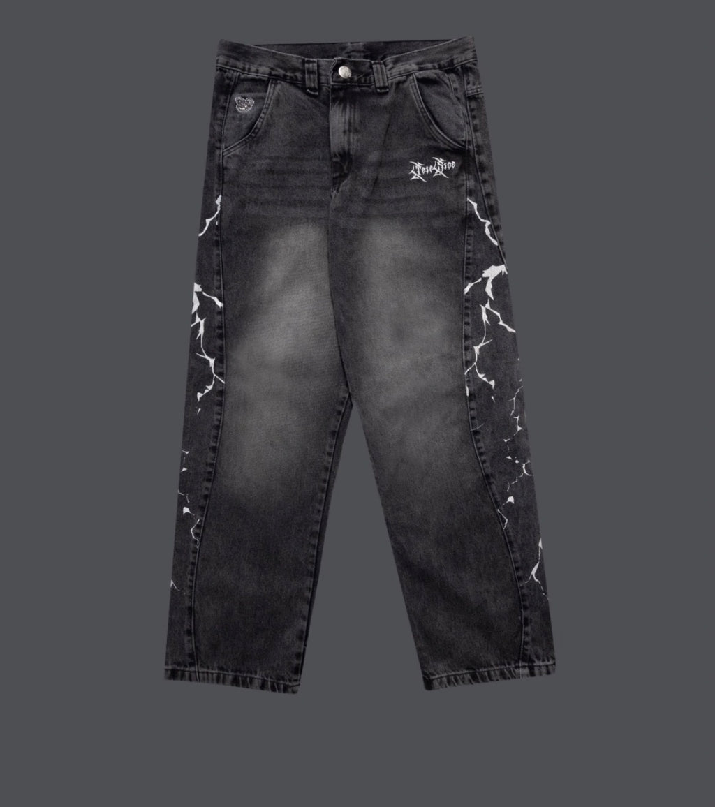 Calça Jeans Baggy Trip Side - Raios nas bordada