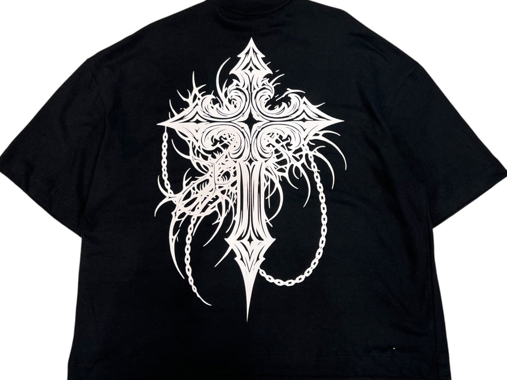 Camiseta Over Box Trip Side "Cruz Na Corrente - Preta