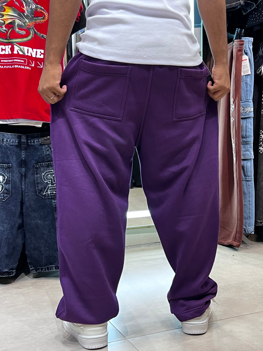 Calça Baggy Moletom Trip Side Cruz “Old”- Roxa