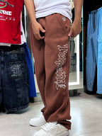 Calça Baggy Moletom Trip Side Cruz “Old”- Marrom