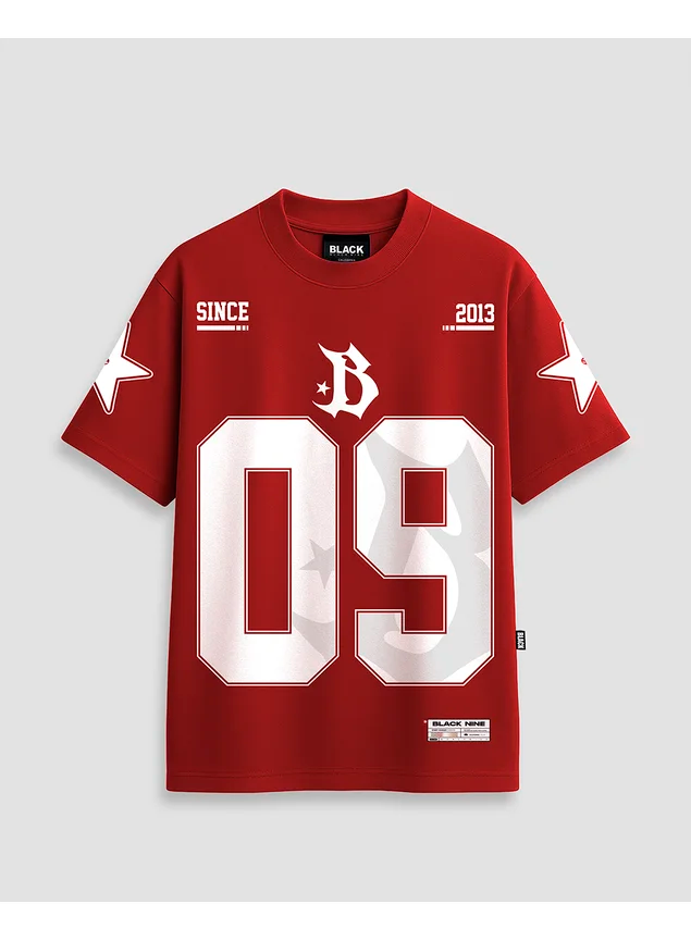 Camiseta Black Nike StreetWear Number 09 - Vermelha