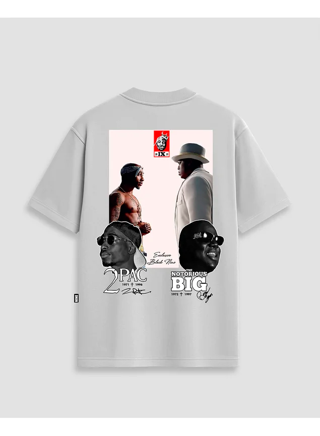 Camiseta Premium StreetWear Tupac & Biggie Notorious - Branca