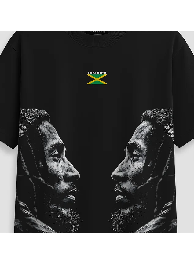 Camiseta Bob Marley Double Jamaica StreetWear - Preta