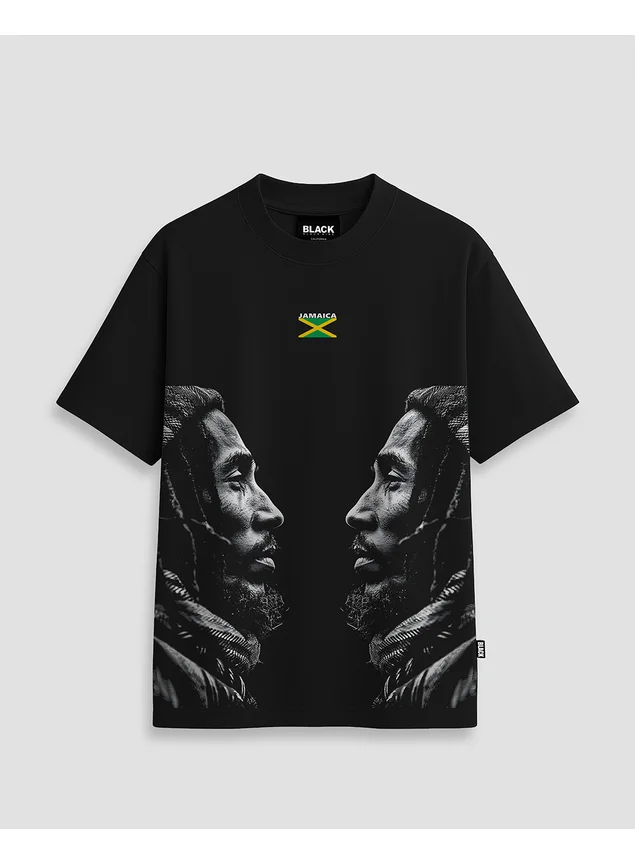 Camiseta Bob Marley Double Jamaica StreetWear - Preta