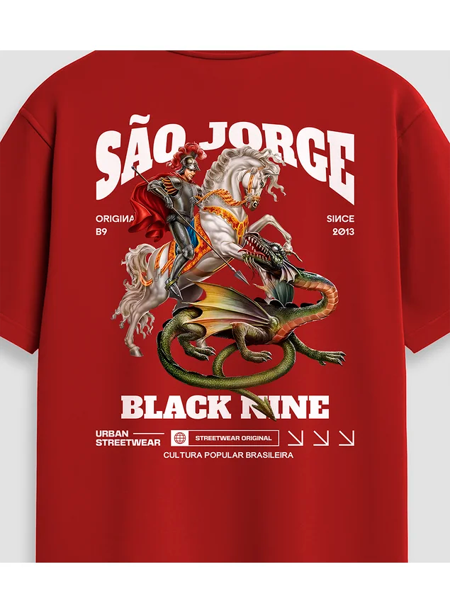 Camiseta Edição Limitada Black Nine São Jorge - Vermelha