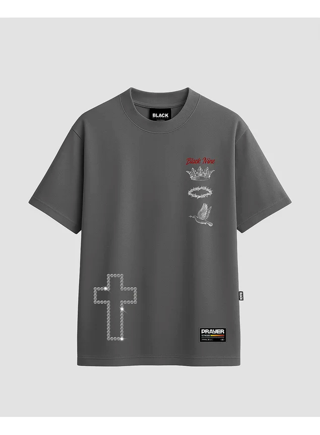 Camiseta Black Nine StreetWear Foi Por Amor - Cinza Chumbo