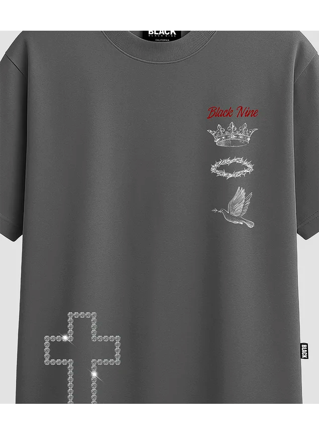 Camiseta Black Nine StreetWear Foi Por Amor - Cinza Chumbo