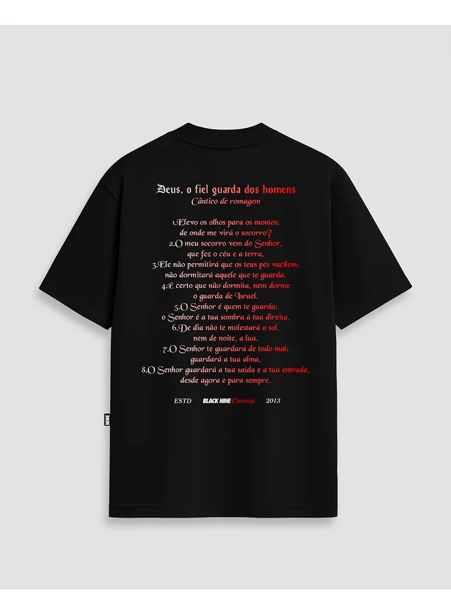 Camiseta Black Nine StreetWear Salmo 121 - Preta