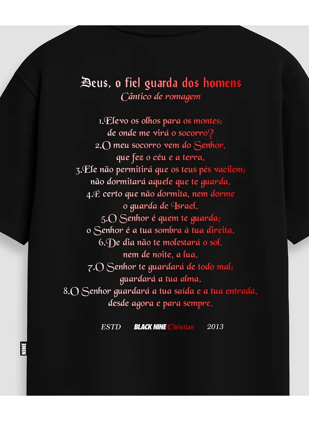 Camiseta Black Nine StreetWear Salmo 121 - Preta