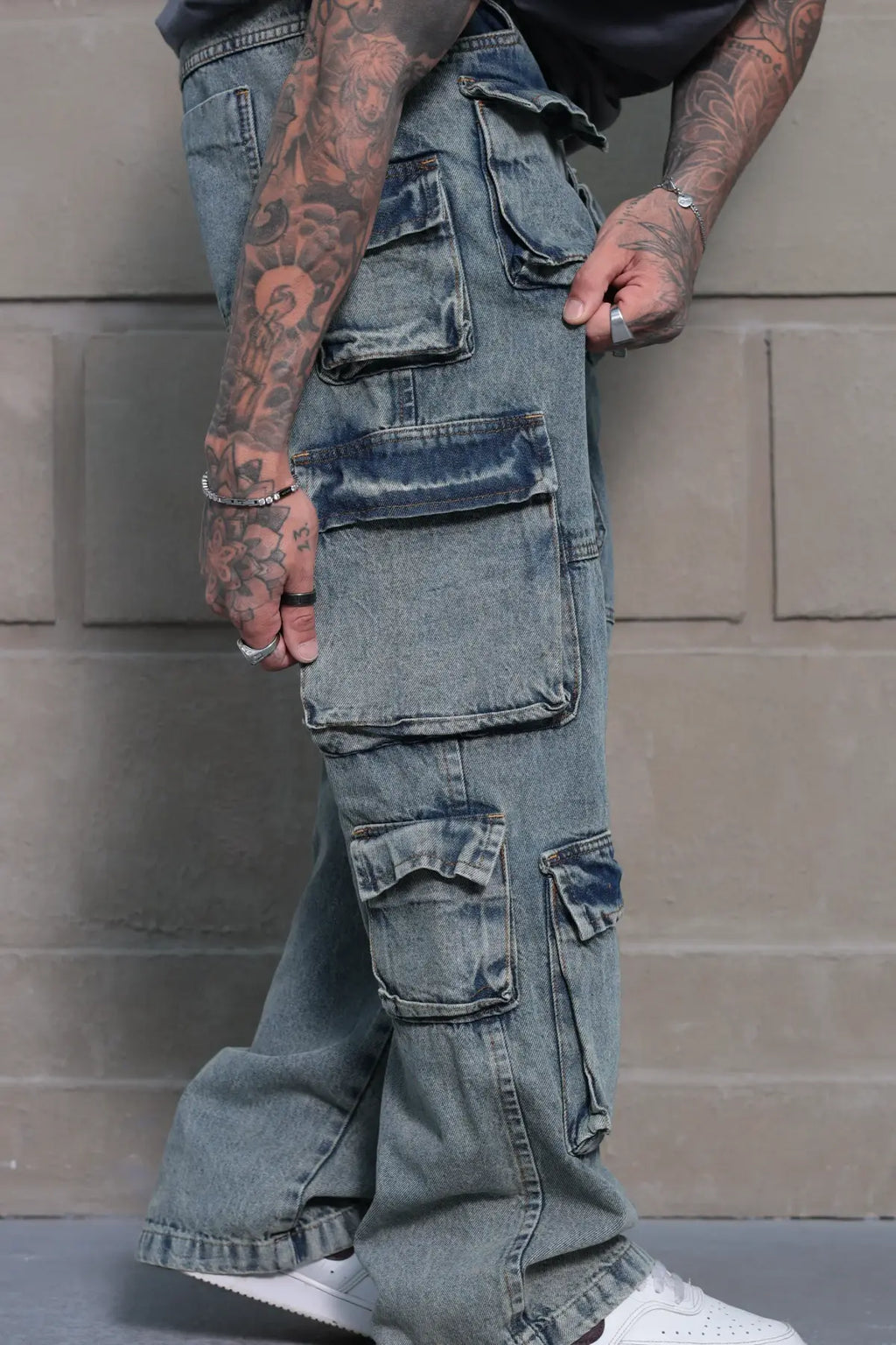 Calça Cargo Baggy 12 bolsos- Wash escuro