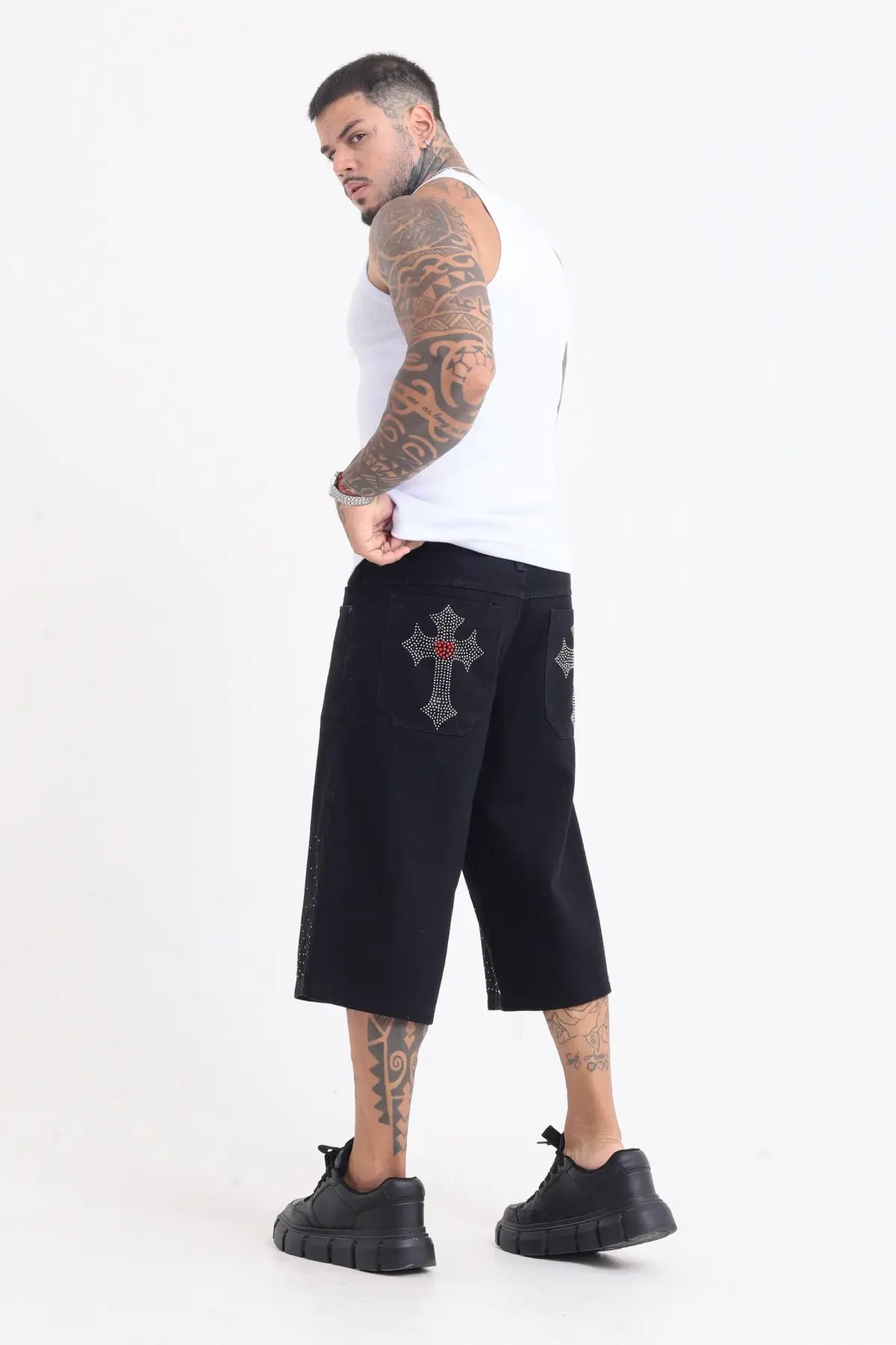 Bermuda Jeans Jhorts Baggy Cross Black