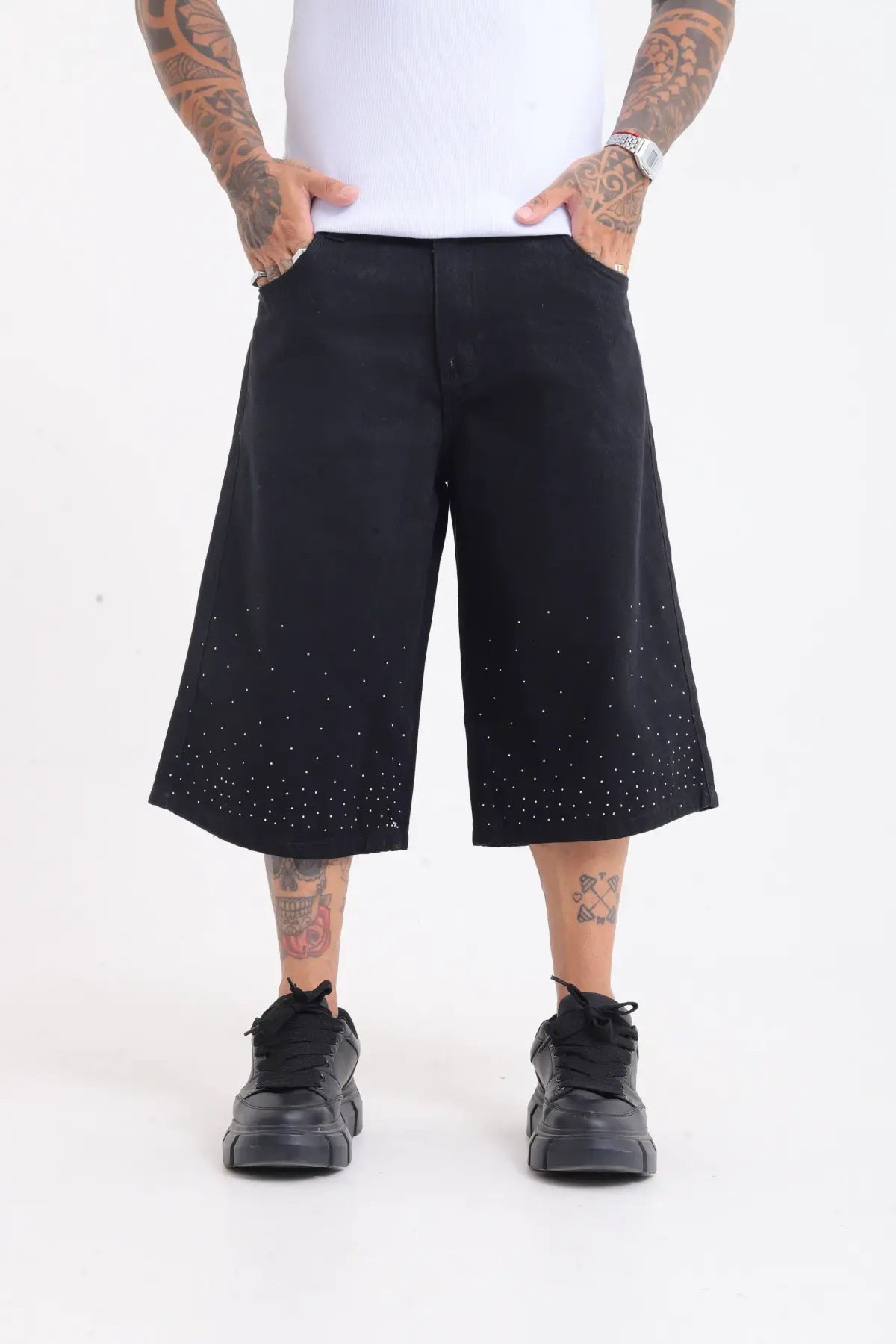 Bermuda Jeans Jhorts Baggy Cross Black
