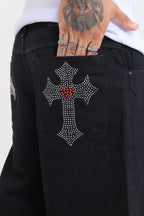 Bermuda Jeans Jhorts Baggy Cross Black