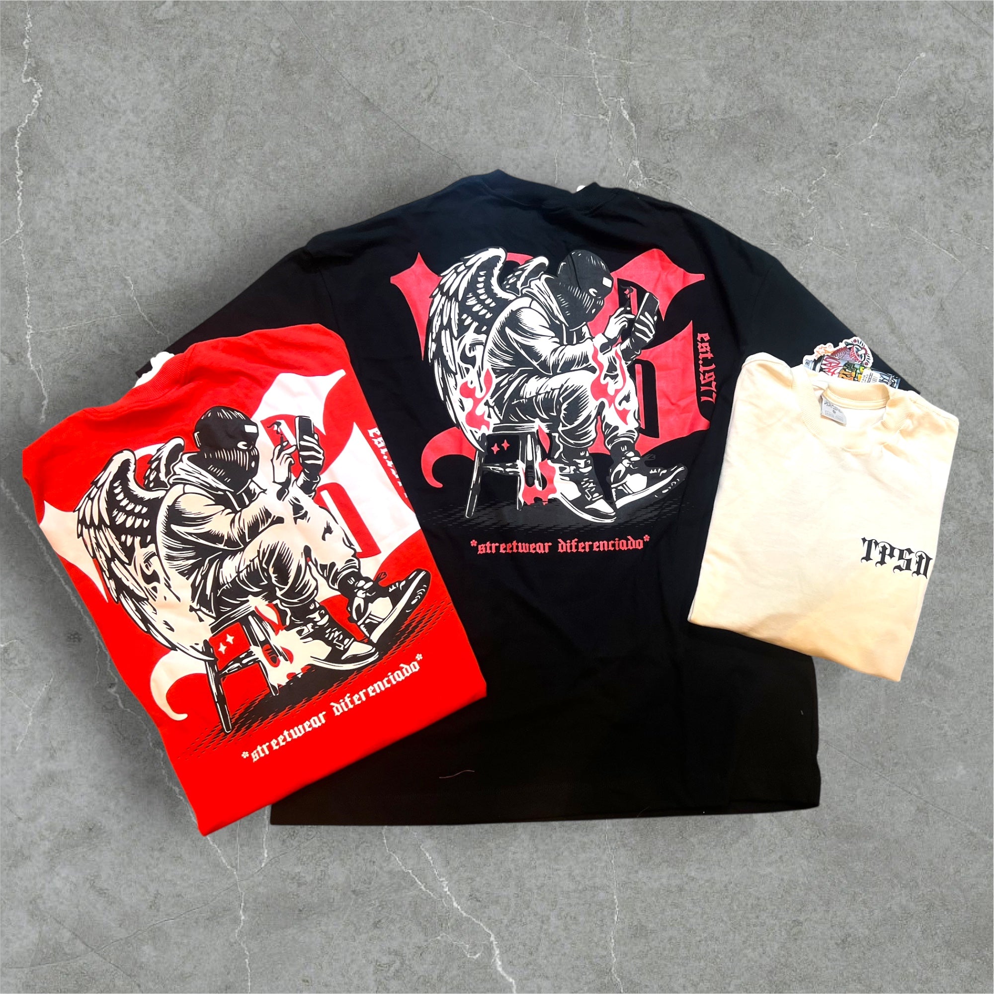 Camiseta Over Malhão TripSide “Gangsta”- vermelho/ laranja