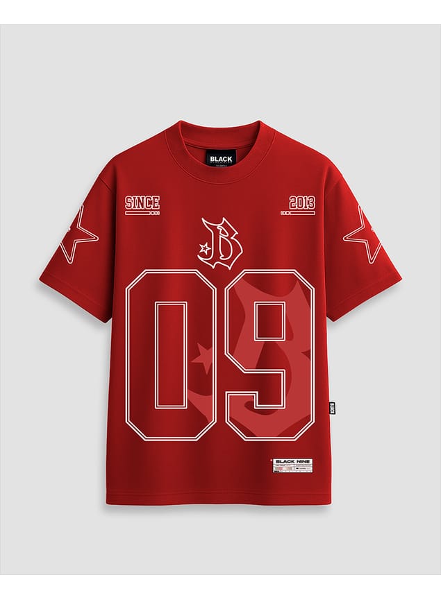 Camiseta Black Nike StreetWear Number 09 - Vermelha