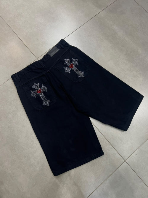 Bermuda Jeans Jhorts Baggy Cross Black