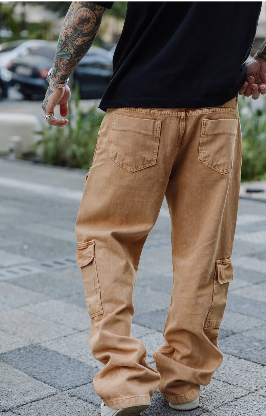 Calça Cargo Utility Jeans Premium - Cor Terra