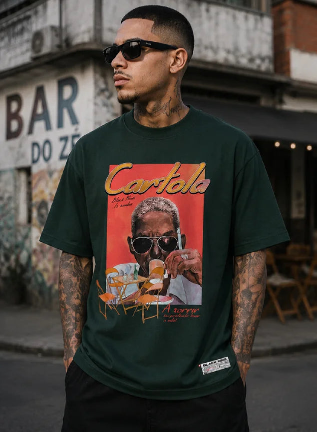 Camiseta Oversized Streetwear Homenagem Cartola - Verde Arruda
