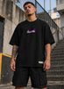 Camiseta Oversized Streetwear B9 Purple Fire Angel - Preta