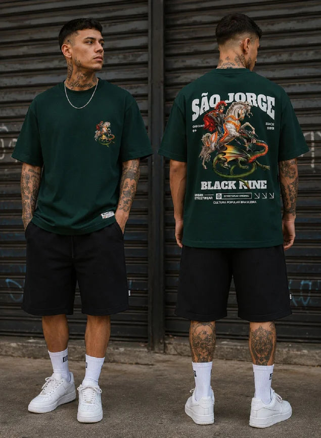 Camiseta Oversized Streetwear São Jorge - Verde Arruda Mar