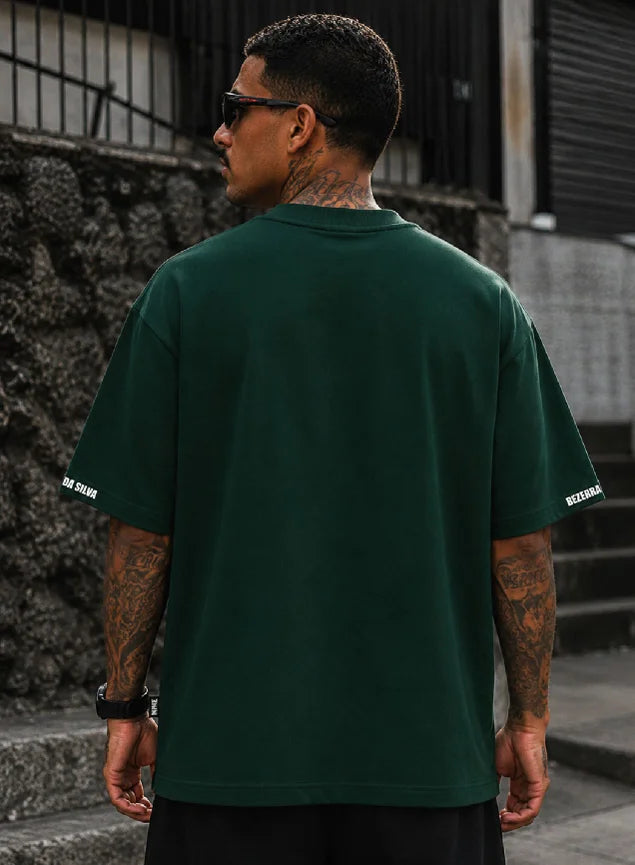 Camiseta Oversized Streetwear Oficial Bezerra Sequestraram Minha Sogra - Verde Arruda Mar