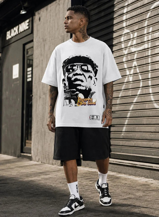 Camiseta Oversized Streetwear Oficial Bezerra Da Silva Lenda - Branca