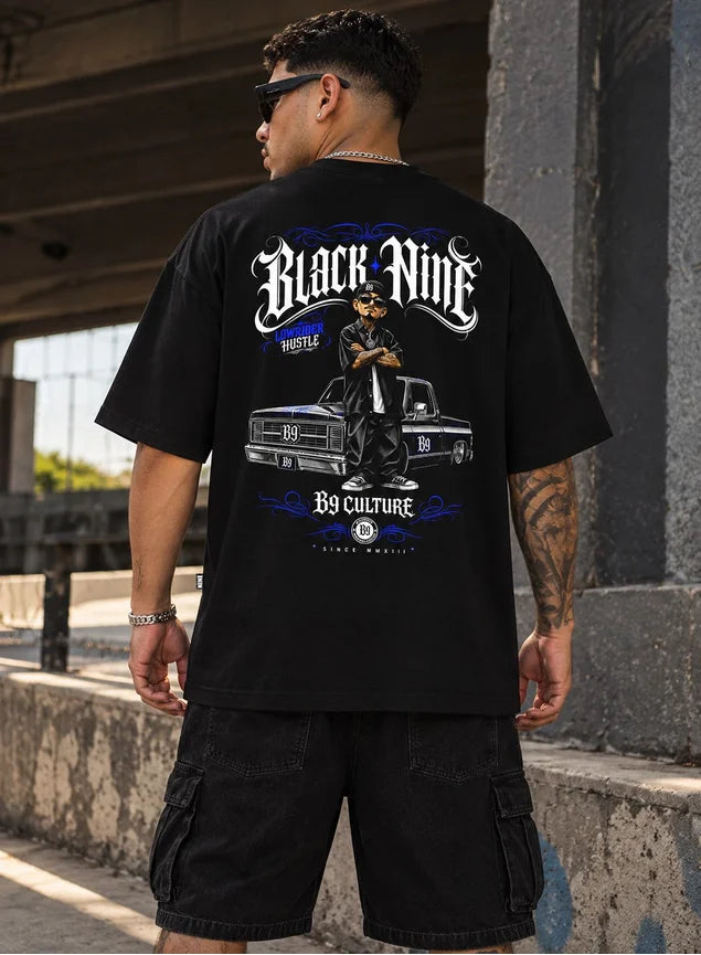 Camiseta Oversized Streetwear Lowrider Power - Preta