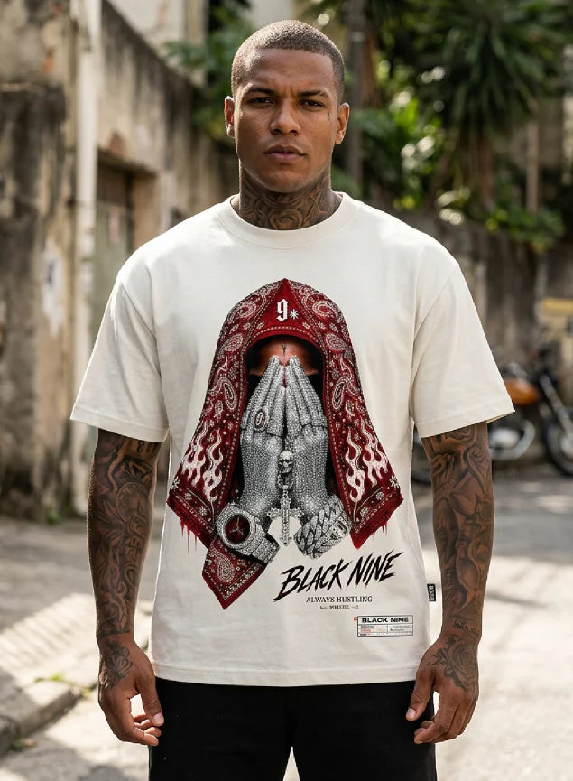 Camiseta Oversized Streetwear Hustler B9 - Branca