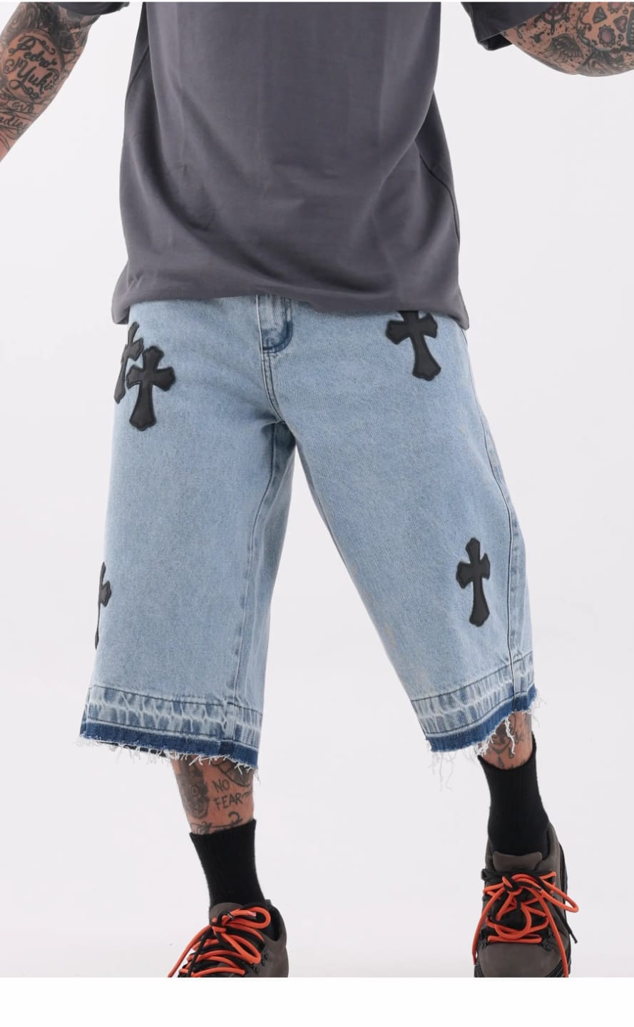 Bermuda Jorts Jeans Baggy Cruz Bordada