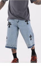 Bermuda Jorts Jeans Baggy Cruz Bordada