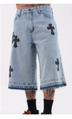 Bermuda Jorts Jeans Baggy Cruz Bordada