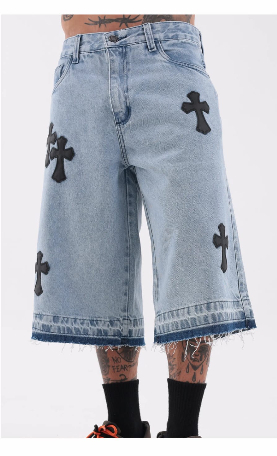 Bermuda Jorts Jeans Baggy Cruz Bordada