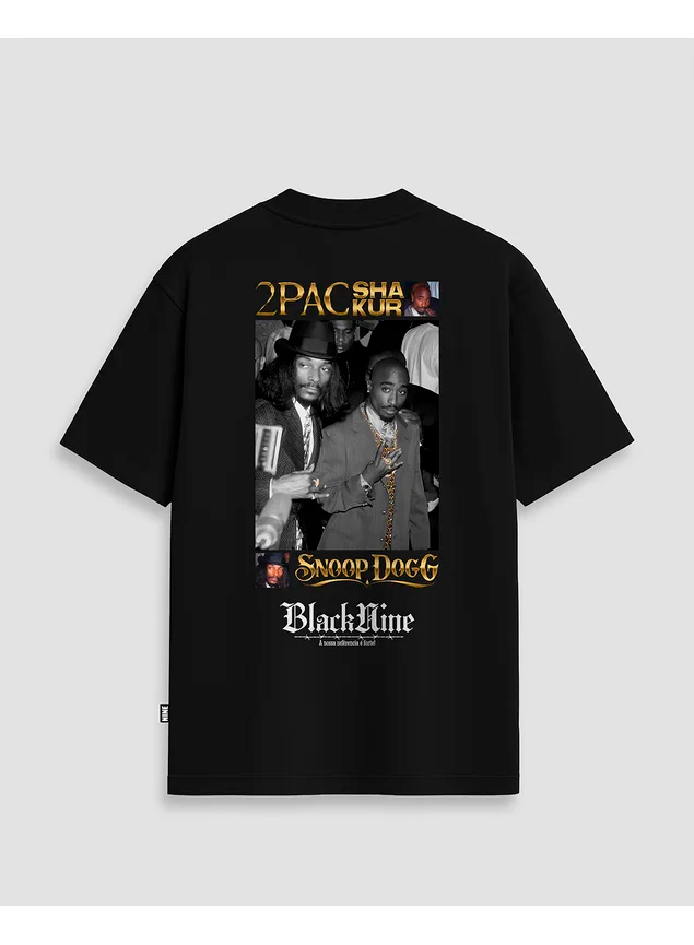 Camiseta Oversized Streetwear Tupac x Snoop Dogg - Preta
