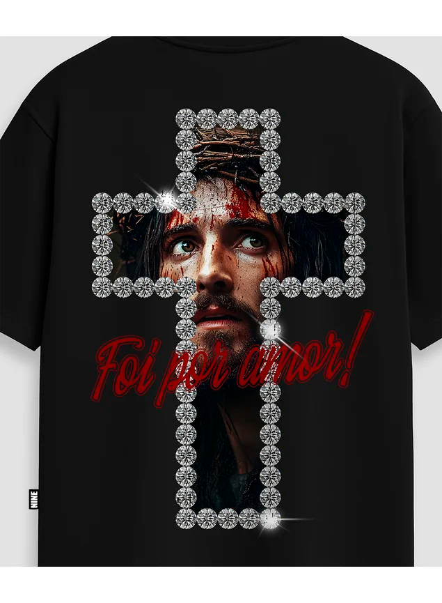 Camiseta Oversized Streetwear Foi Por Amor - Preta