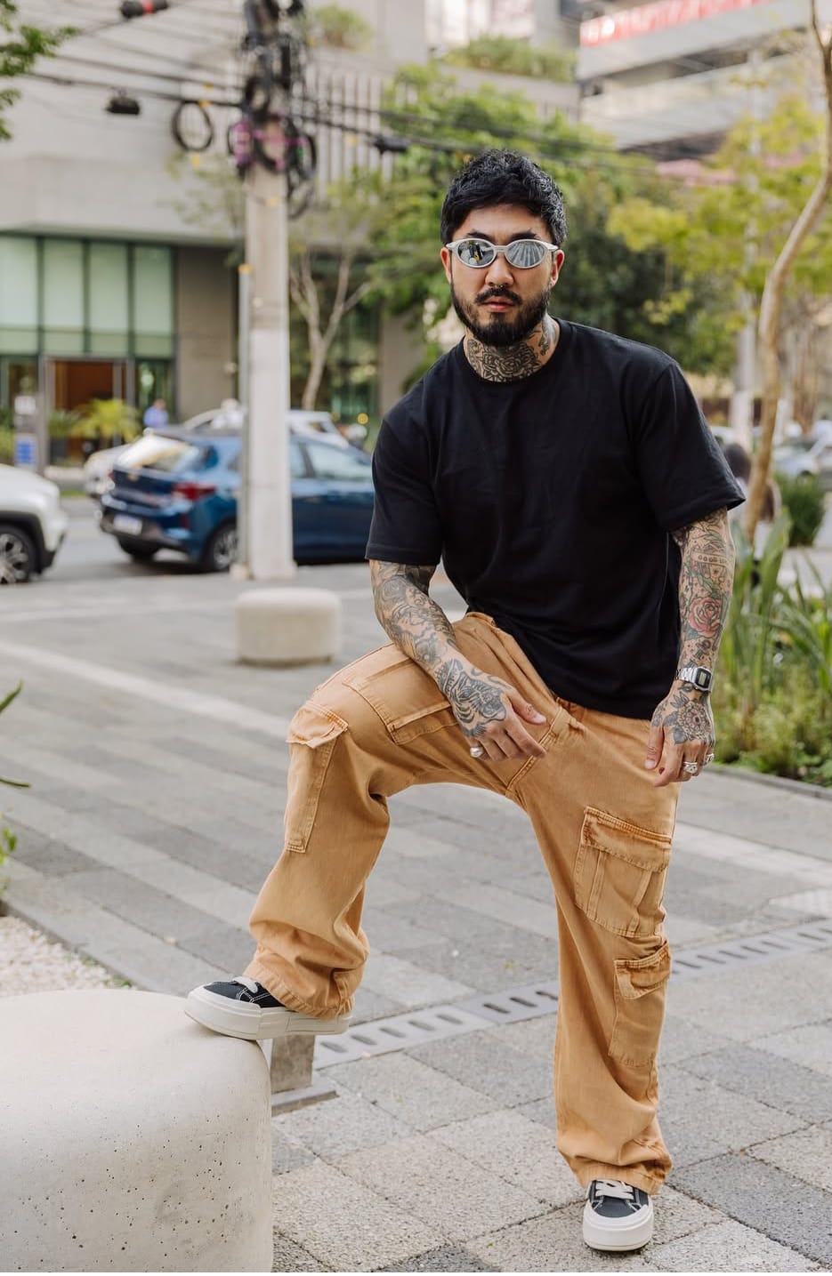 Calça Cargo Utility Jeans Premium - Cor Terra