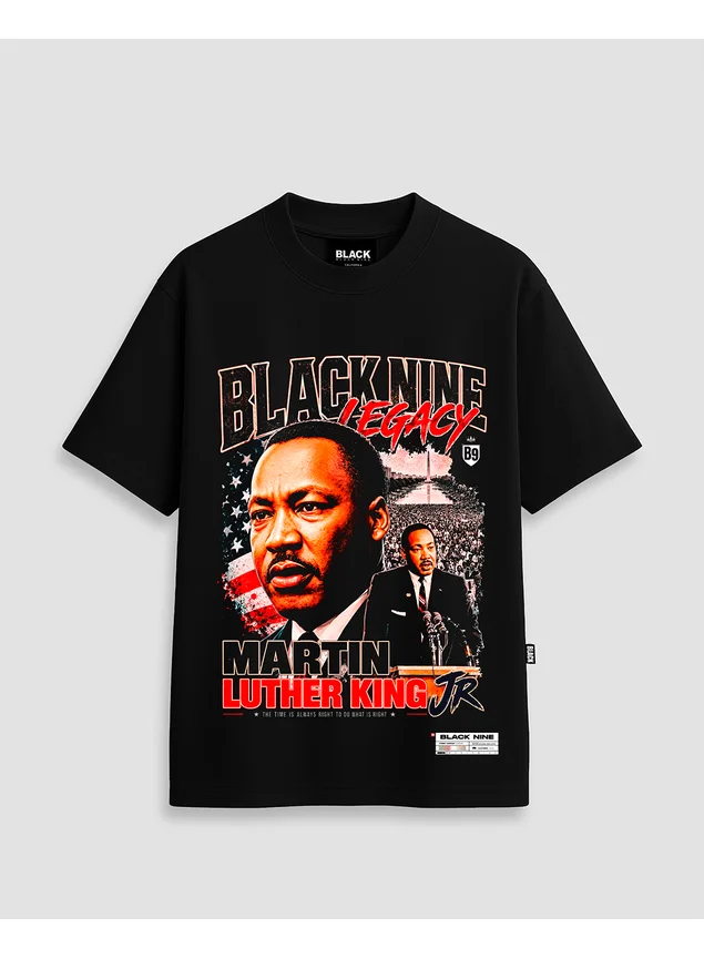 Camiseta Oversized Streetwear Martin Luther King Jr Legacy - Preta