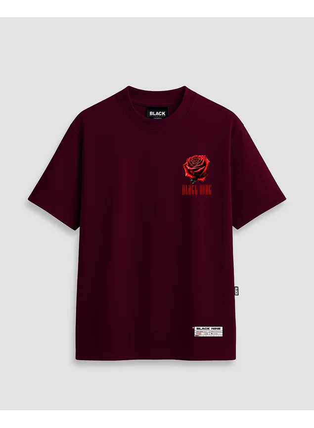 Camiseta Oversized Streetwear Plessure Flower - Vinho