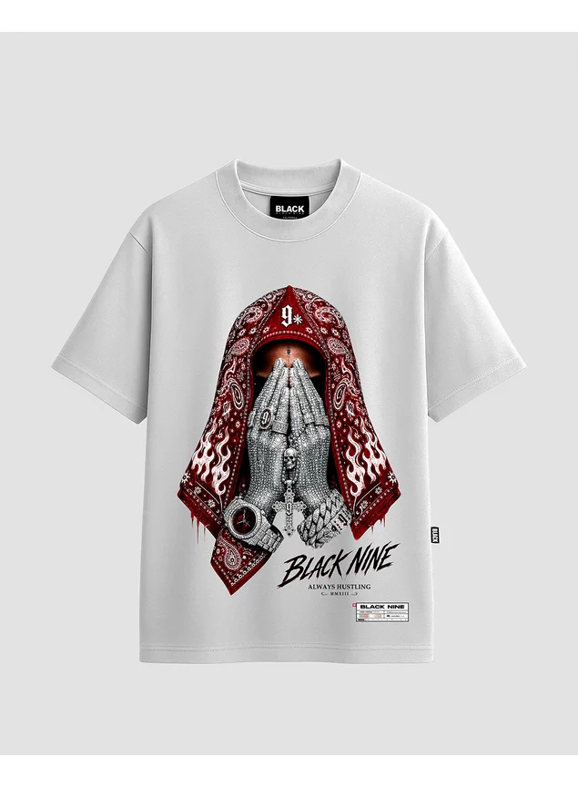 Camiseta Oversized Streetwear Hustler B9 - Branca