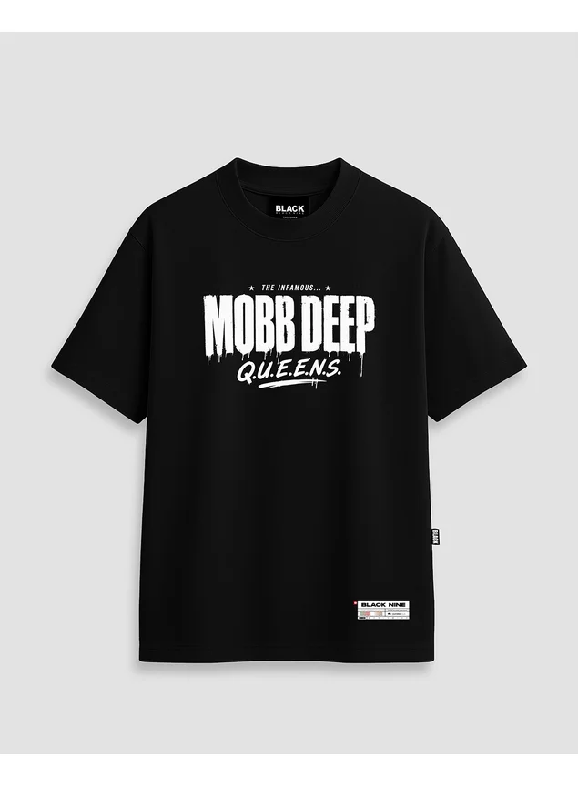 Camiseta Oversized Streetwear Mobb Deep Queens - Preta