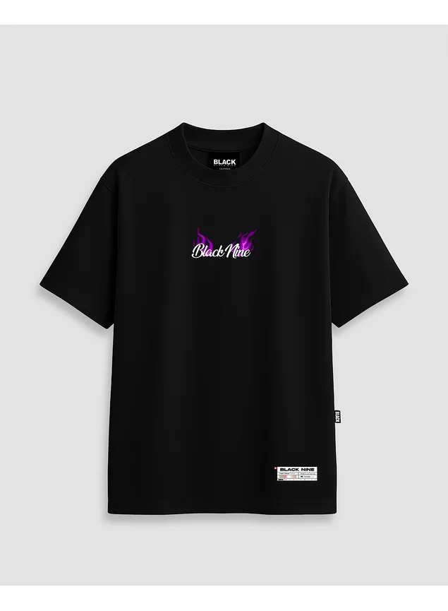 Camiseta Oversized Streetwear B9 Purple Fire Angel - Preta