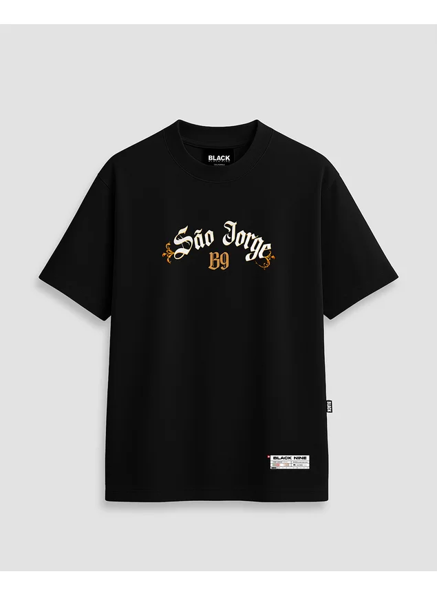 Camiseta Oversized Streetwear São Jorge Guerreiro Brasil - Preta