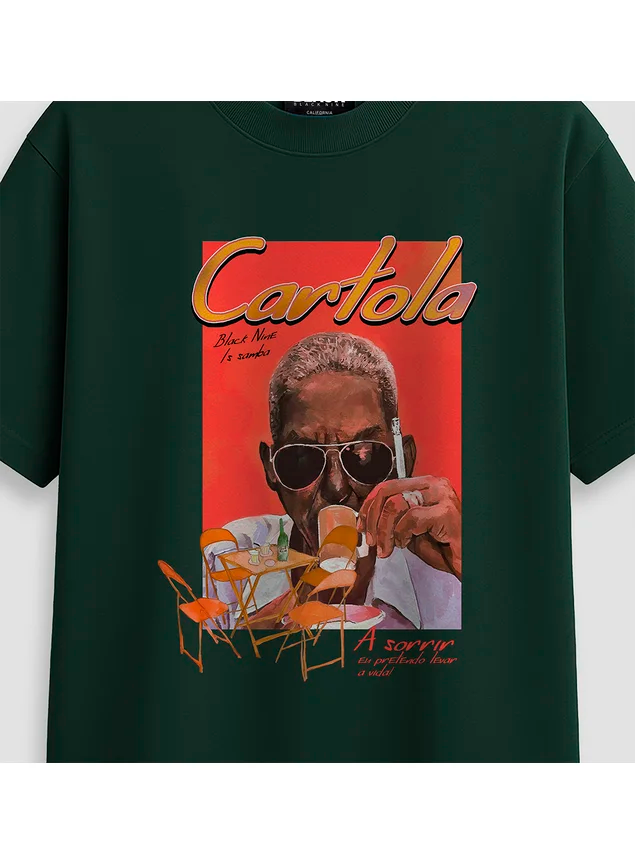 Camiseta Oversized Streetwear Homenagem Cartola - Verde Arruda